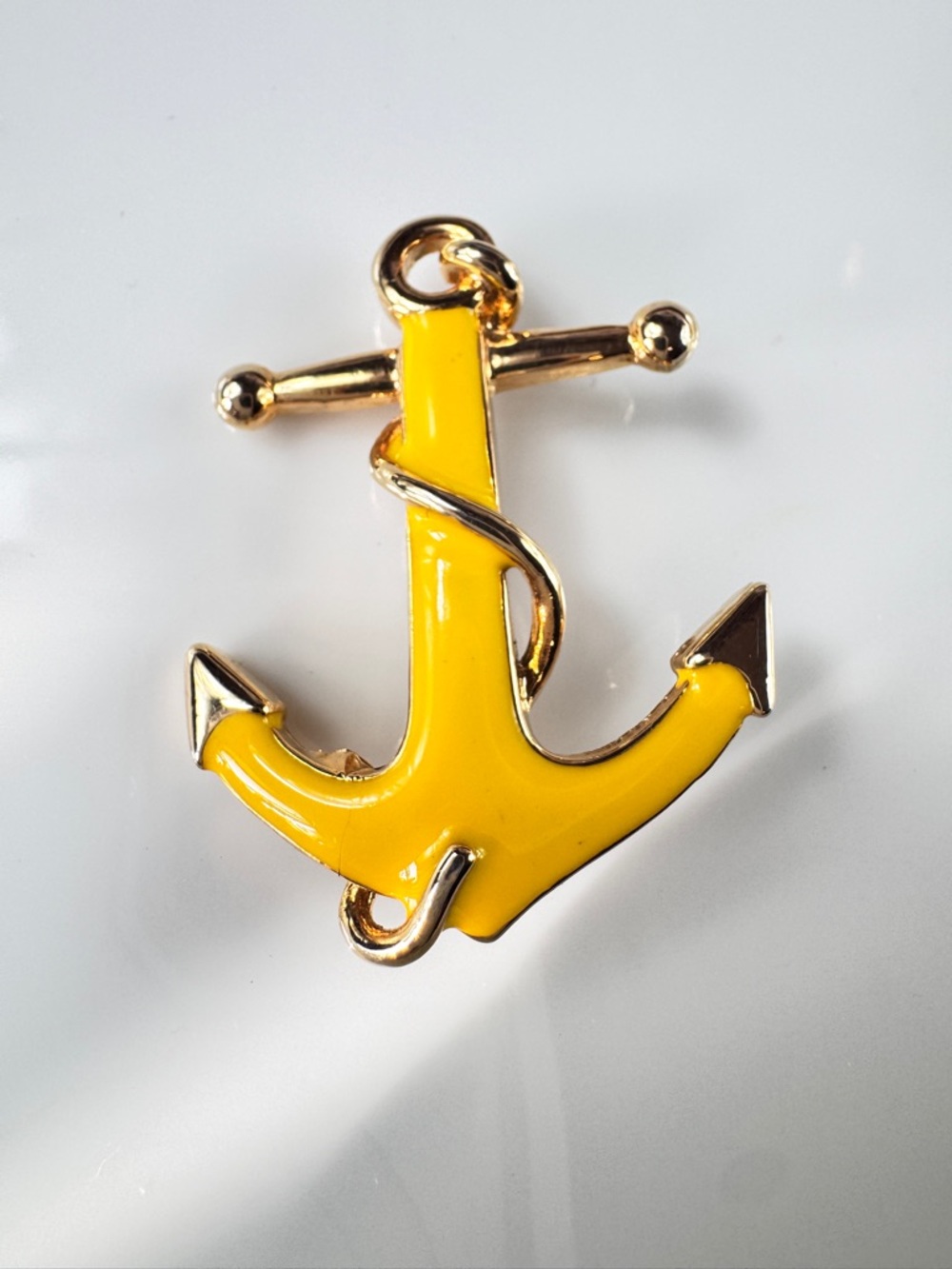 Dane Craft Yellow Enamel Anchor Pendant with Gold Tone Detail